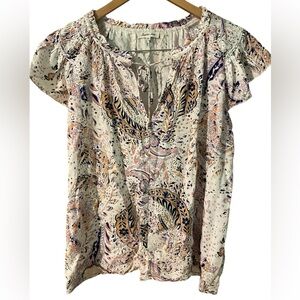 Another Love flutter sleeve women’s size Large colorful short sleeve top